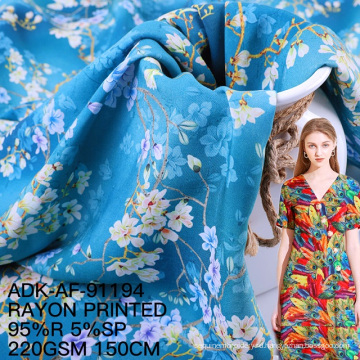 2021 Цифровой принцип с цветочным рисунком Cartoon Digital Printed Viscose Fabric со спандекс -риановой тканью для платьев сейчас в тренде